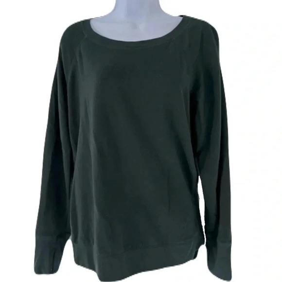 90 DEGREE/ Forest green/ Crew neck/ Raglan sweater/ Side slits/ Size US L - Picture 3 of 13